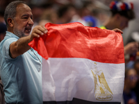 Fans of the Egypt team are gathering before the Men's Preliminary Round Group B match between France and Egypt on day five of the Olympic Ga...