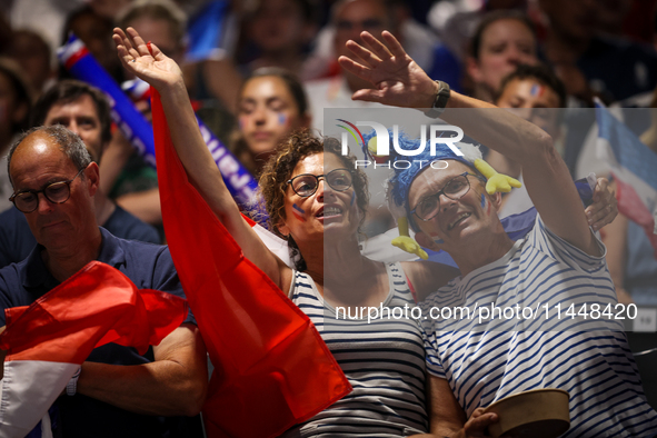 Fans of the France team are gathering before the Men's Preliminary Round Group B match between France and Egypt on day five of the Olympic G...