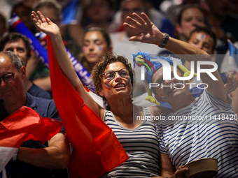 Fans of the France team are gathering before the Men's Preliminary Round Group B match between France and Egypt on day five of the Olympic G...