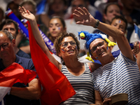 Fans of the France team are gathering before the Men's Preliminary Round Group B match between France and Egypt on day five of the Olympic G...