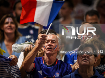 Fans of the France team are gathering before the Men's Preliminary Round Group B match between France and Egypt on day five of the Olympic G...