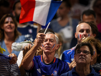 Fans of the France team are gathering before the Men's Preliminary Round Group B match between France and Egypt on day five of the Olympic G...