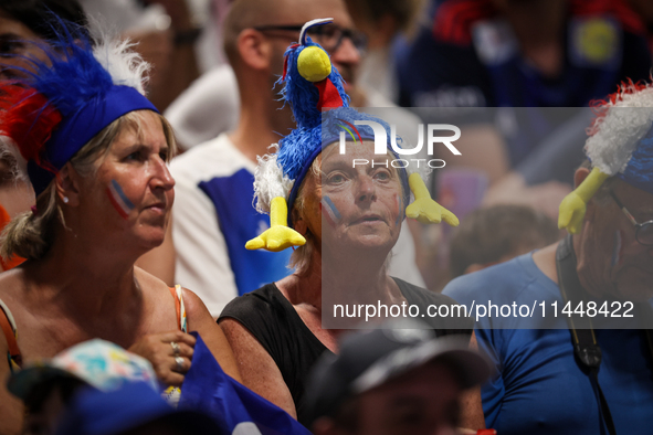 Fans of the France team are gathering before the Men's Preliminary Round Group B match between France and Egypt on day five of the Olympic G...