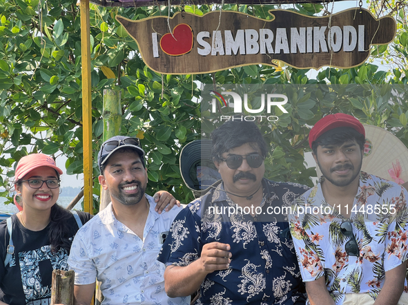 Indian tourists are visiting Sambranikodi Island in Kerala, India, on April 06, 2024. Sambranikodi Island is situated at the southern tip of...