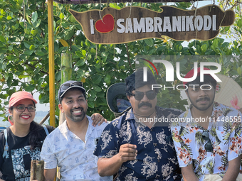 Indian tourists are visiting Sambranikodi Island in Kerala, India, on April 06, 2024. Sambranikodi Island is situated at the southern tip of...