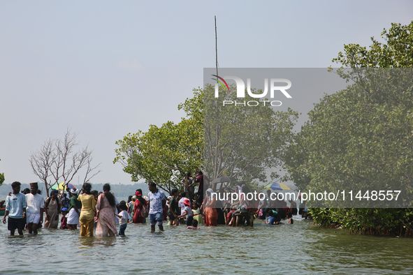 Indian tourists are visiting Sambranikodi Island in Kerala, India, on April 06, 2024. Sambranikodi Island is situated at the southern tip of...