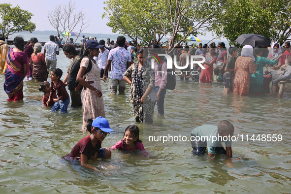 Indian tourists are visiting Sambranikodi Island in Kerala, India, on April 06, 2024. Sambranikodi Island is situated at the southern tip of...