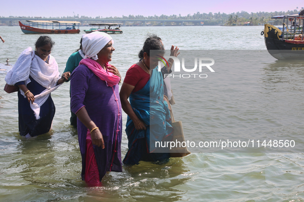 Indian tourists are visiting Sambranikodi Island in Kerala, India, on April 06, 2024. Sambranikodi Island is situated at the southern tip of...