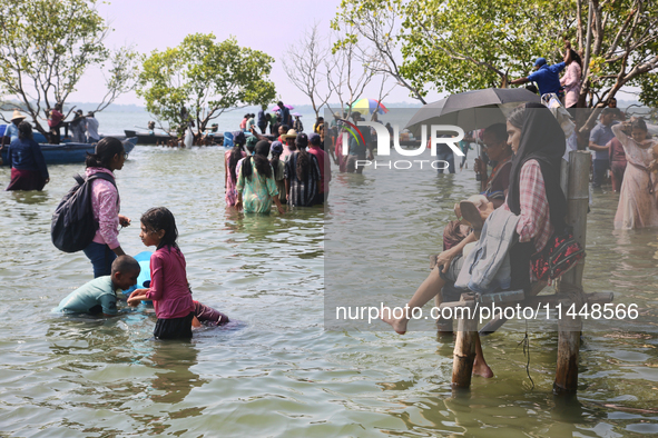 Indian tourists are visiting Sambranikodi Island in Kerala, India, on April 06, 2024. Sambranikodi Island is situated at the southern tip of...