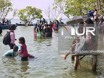 Indian tourists are visiting Sambranikodi Island in Kerala, India, on April 06, 2024. Sambranikodi Island is situated at the southern tip of...