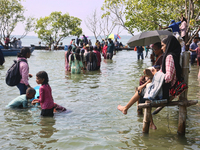 Indian tourists are visiting Sambranikodi Island in Kerala, India, on April 06, 2024. Sambranikodi Island is situated at the southern tip of...