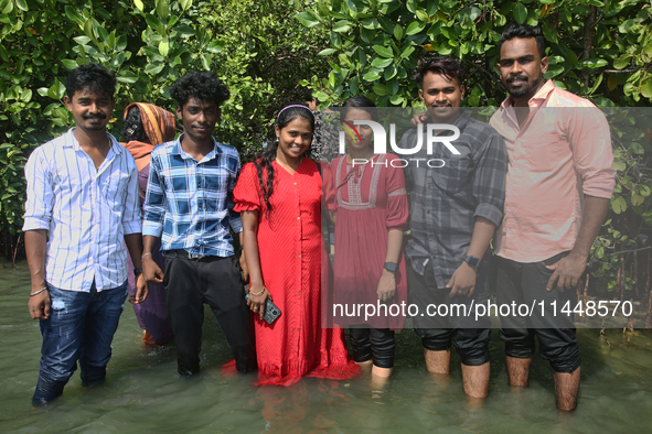 Indian tourists are visiting Sambranikodi Island in Kerala, India, on April 06, 2024. Sambranikodi Island is situated at the southern tip of...