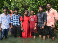 Indian tourists are visiting Sambranikodi Island in Kerala, India, on April 06, 2024. Sambranikodi Island is situated at the southern tip of...