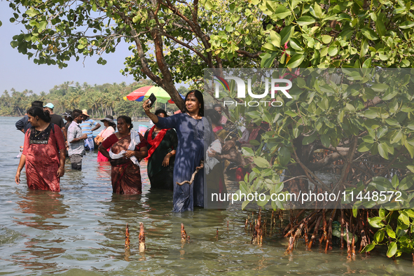 Indian tourists are visiting Sambranikodi Island in Kerala, India, on April 06, 2024. Sambranikodi Island is situated at the southern tip of...