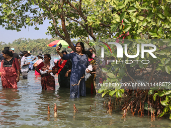 Indian tourists are visiting Sambranikodi Island in Kerala, India, on April 06, 2024. Sambranikodi Island is situated at the southern tip of...