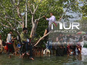 Indian tourists are visiting Sambranikodi Island in Kerala, India, on April 06, 2024. Sambranikodi Island is situated at the southern tip of...