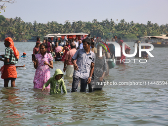 Indian tourists are visiting Sambranikodi Island in Kerala, India, on April 06, 2024. Sambranikodi Island is situated at the southern tip of...