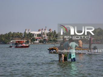 Indian tourists are visiting Sambranikodi Island in Kerala, India, on April 06, 2024. Sambranikodi Island is situated at the southern tip of...