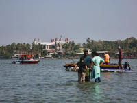 Indian tourists are visiting Sambranikodi Island in Kerala, India, on April 06, 2024. Sambranikodi Island is situated at the southern tip of...