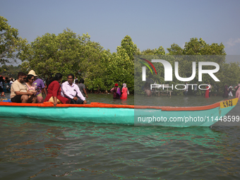 Indian tourists are visiting Sambranikodi Island in Kerala, India, on April 06, 2024. Sambranikodi Island is situated at the southern tip of...