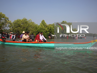 Indian tourists are visiting Sambranikodi Island in Kerala, India, on April 06, 2024. Sambranikodi Island is situated at the southern tip of...