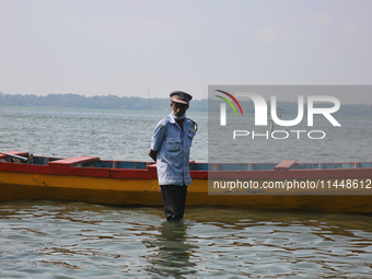 A security guard is patrolling at Sambranikodi Island in Kerala, India, on April 06, 2024. Sambranikodi Island is situated at the southern t...