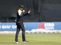 Umpire Michael Gough is officiating during the Metro Bank One Day Cup match between Durham County Cricket Club and Somerset at the Seat Uniq...