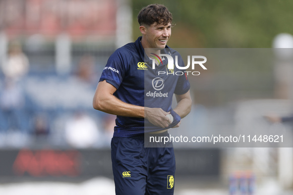 Paul Coughlin is playing during the Metro Bank One Day Cup match between Durham County Cricket Club and Somerset at the Seat Unique Riversid...