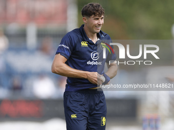 Paul Coughlin is playing during the Metro Bank One Day Cup match between Durham County Cricket Club and Somerset at the Seat Unique Riversid...