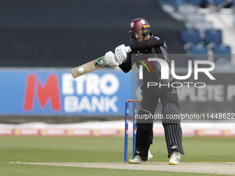 Somerset's Lewis Goldsworthy is batting during the Metro Bank One Day Cup match between Durham County Cricket Club and Somerset at the Seat...