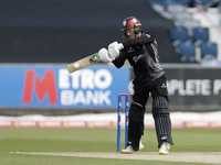 Somerset's Lewis Goldsworthy is batting during the Metro Bank One Day Cup match between Durham County Cricket Club and Somerset at the Seat...