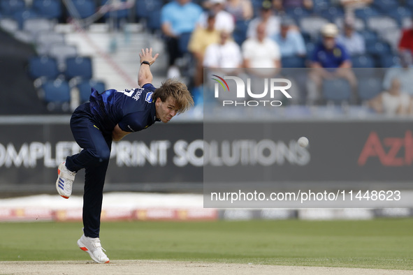 Durham's Bas de Leede is bowling during the Metro Bank One Day Cup match between Durham County Cricket Club and Somerset at the Seat Unique...