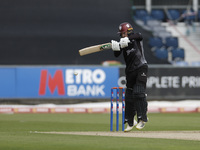 Somerset's Lewis Goldsworthy is batting during the Metro Bank One Day Cup match between Durham County Cricket Club and Somerset at the Seat...