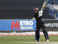 Somerset's Lewis Goldsworthy is batting during the Metro Bank One Day Cup match between Durham County Cricket Club and Somerset at the Seat...