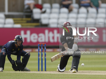 Somerset's George Thomas is playing during the Metro Bank One Day Cup match between Durham County Cricket Club and Somerset at the Seat Uniq...