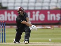 Somerset's George Thomas is playing during the Metro Bank One Day Cup match between Durham County Cricket Club and Somerset at the Seat Uniq...