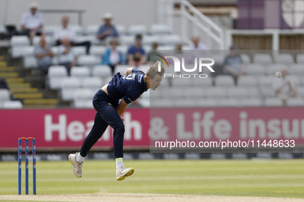 Daniel Hogg is bowling for Durham during the Metro Bank One Day Cup match between Durham County Cricket Club and Somerset at the Seat Unique...