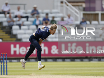 Daniel Hogg is bowling for Durham during the Metro Bank One Day Cup match between Durham County Cricket Club and Somerset at the Seat Unique...