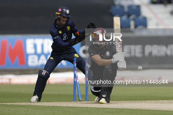 Somerset's George Thomas is being bowled by Durham's Colin Ackerman during the Metro Bank One Day Cup match between Durham County Cricket Cl...