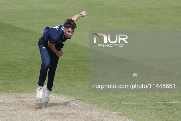 Durham's Jonathan Bushnell is bowling during the Metro Bank One Day Cup match between Durham County Cricket Club and Somerset at the Seat Un...