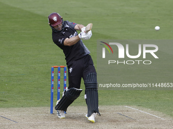 Somerset's Sean Dickson is pulling the ball to leg during the Metro Bank One Day Cup match between Durham County Cricket Club and Somerset a...