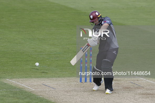 Sean Dickson is batting for Somerset during the Metro Bank One Day Cup match between Durham County Cricket Club and Somerset at the Seat Uni...