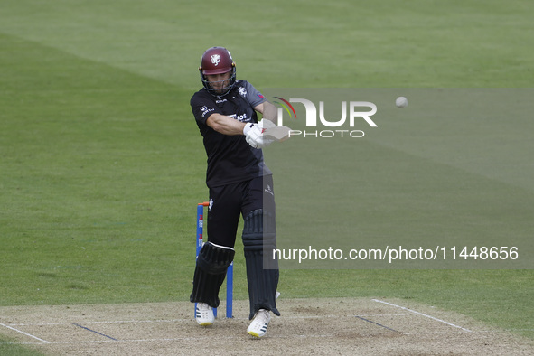 Somerset's Sean Dickson is pulling the ball to leg during the Metro Bank One Day Cup match between Durham County Cricket Club and Somerset a...