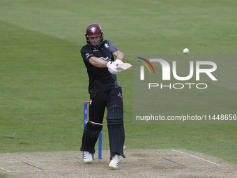 Somerset's Sean Dickson is pulling the ball to leg during the Metro Bank One Day Cup match between Durham County Cricket Club and Somerset a...