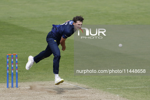 Paul Coughlin of Durham is bowling during the Metro Bank One Day Cup match between Durham County Cricket Club and Somerset at the Seat Uniqu...