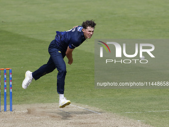 Paul Coughlin of Durham is bowling during the Metro Bank One Day Cup match between Durham County Cricket Club and Somerset at the Seat Uniqu...