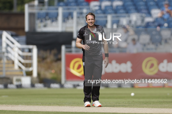 Josh Davey of Somerset is playing during the Metro Bank One Day Cup match between Durham County Cricket Club and Somerset at the Seat Unique...