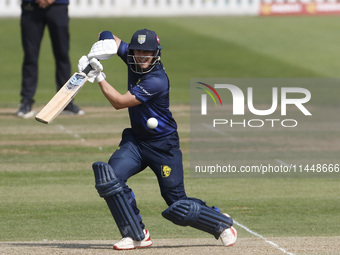 Scott Borthwick is batting during the Metro Bank One Day Cup match between Durham County Cricket Club and Somerset at the Seat Unique Rivers...