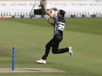 Somerset's Charlie Cassell is bowling during the Metro Bank One Day Cup match between Durham County Cricket Club and Somerset at the Seat Un...