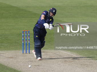 Scott Borthwick is batting during the Metro Bank One Day Cup match between Durham County Cricket Club and Somerset at the Seat Unique Rivers...